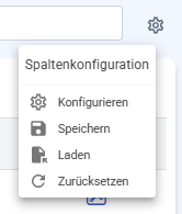 Kontextmenü für Spaltenkonfiguration der Ergebnistabelle der Suche