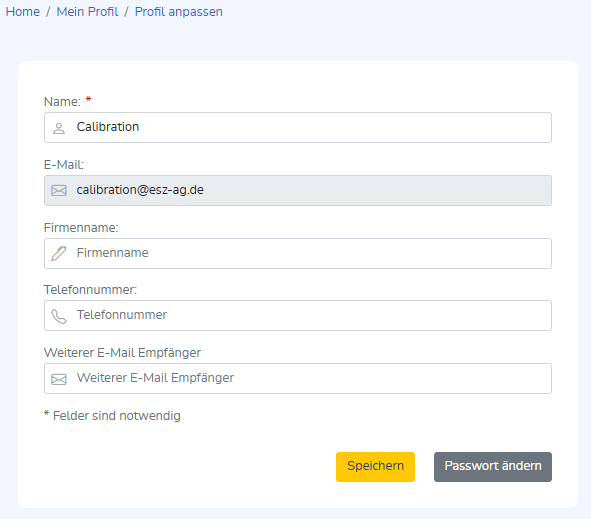 Profilansicht für den Benutzer