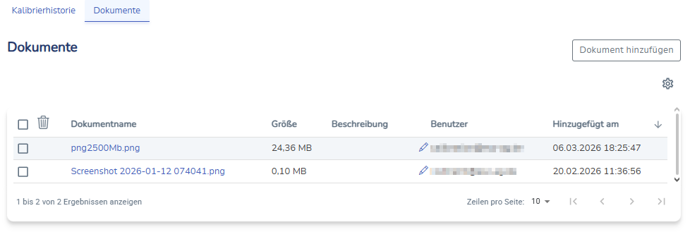Reiter Dokumente in der Ansicht Gerätedetails.