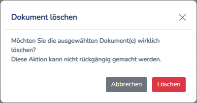 Fenster Dokument löschen in der Gerätedetailsansicht