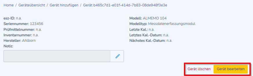 Gerät löschen und bearbeiten