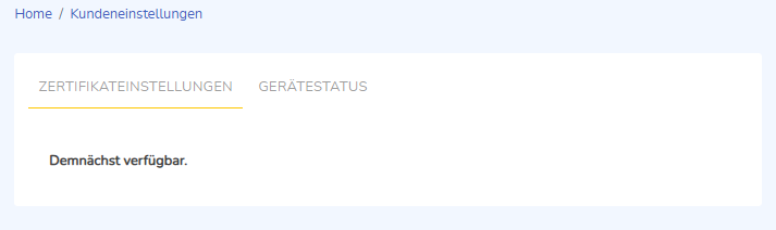 Ansicht Kundeneinstellungen