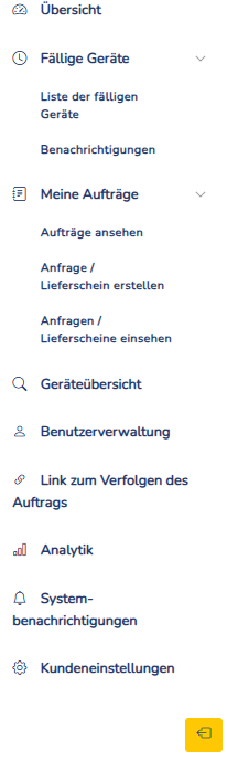 Inhalt auf der linken Seite der Anwendung ausgeklappt.