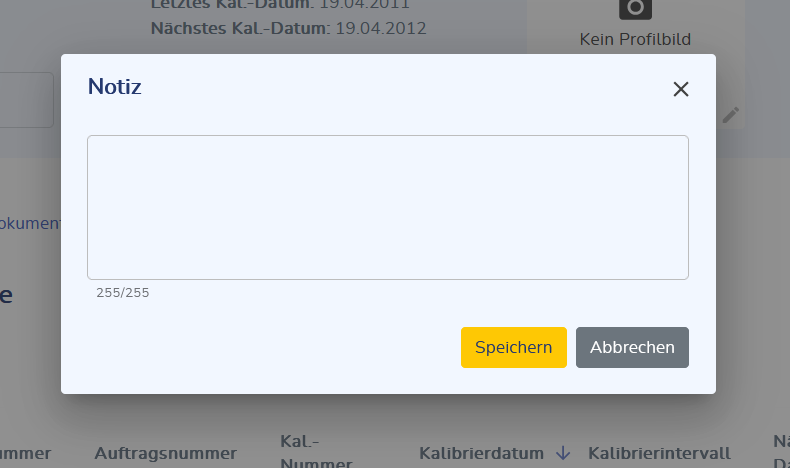 Fenster Notiz bearbeiten