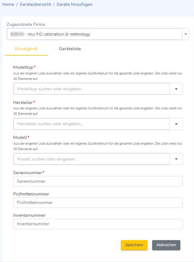 Ansicht Geräte hinzufügen