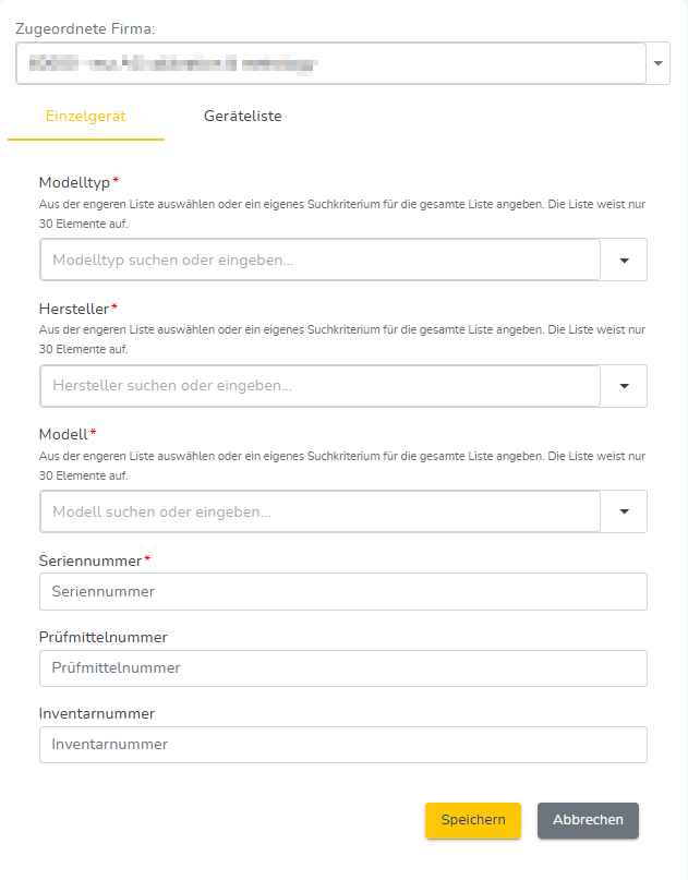 Reiter Einzelgerät in der Ansicht Geräte hinzufügen