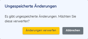 Meldungsfenster Ungespeicherte Benutzerdaten