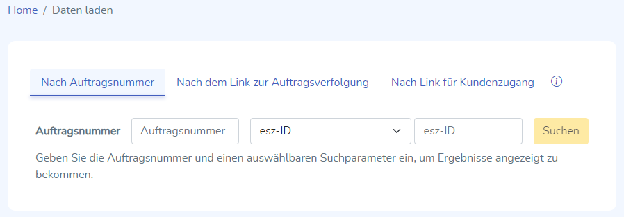 Daten laden ist die Startseite für diese Benutzer nach erstem Login. Zu finden unter Daten links.